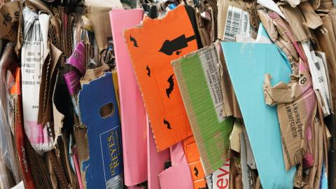 An image of a bail of recycled cardboard.