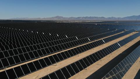 Rows of solar panels at the Wilmot Energy Center